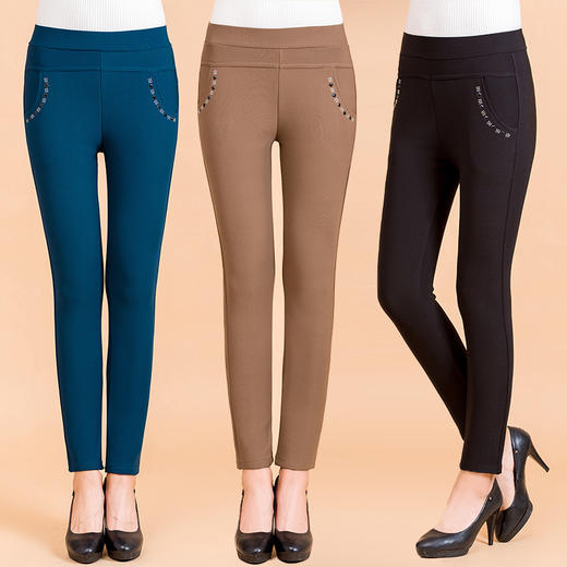 【特价款】MQ-XF045春季新款中老年弹力高腰直筒休闲裤XCX 商品图0