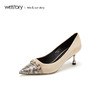 westory2019秋冬新品蛇纹拼接尖头高跟鞋女真皮优雅W29CE70191 商品缩略图2
