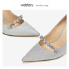 westory2019春夏亮片宴会高跟鞋浅口尖头水钻优雅女鞋W29AE50211 商品缩略图2