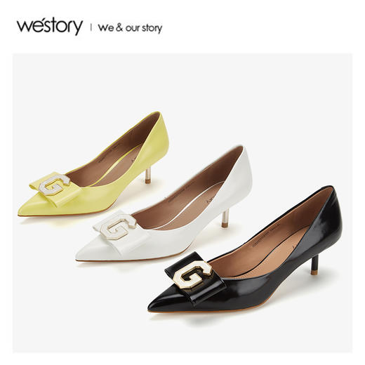 westory2020年春季新款复古风G扣细高跟尖头女W20AE51121 商品图4