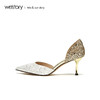 westory2019春夏尖头高跟鞋女亮片婚鞋银色宴会女鞋W29AH50071 商品缩略图2