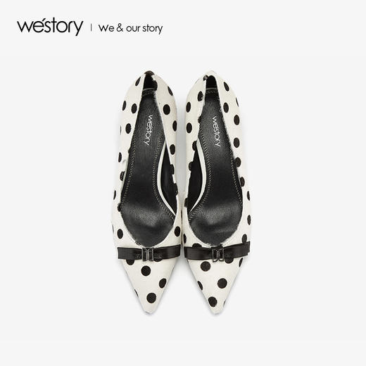 westory2019新款波点尖头高跟鞋女细中跟蝴蝶结甜美W29AE50521 商品图2