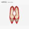 westory2019新款中式方形扣尖头高跟鞋女细跟优雅婚鞋W29AH50631 商品缩略图2