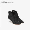 westory2019冬季新款羊皮绒面革仿钻尖头细跟女皮靴W29DS80171 商品缩略图3