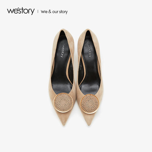 westory2019秋冬新品盘扣通勤高跟鞋女细跟优雅舒适W29CE70301 商品图3