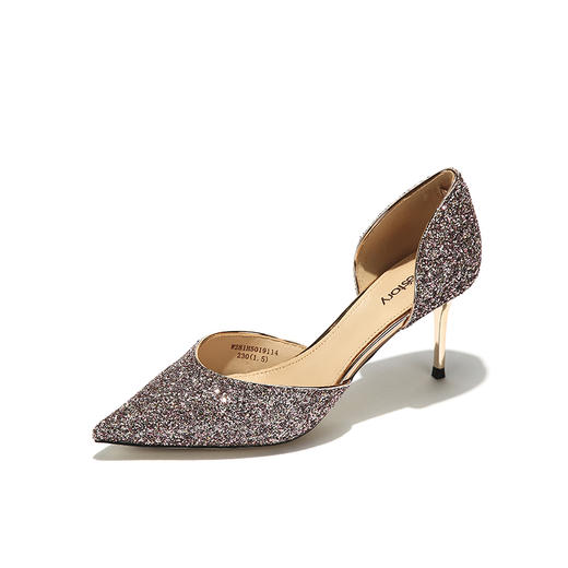 westory2019春夏尖头凉鞋女浅口亮片西式婚鞋女鞋W29AH50198 商品图0