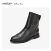 westory真皮短靴女后拉链粗跟圆头鞋2019年冬季新款S29DS80871 商品缩略图3