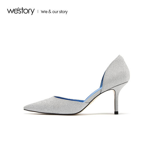 westory2019春夏亮片浅口高跟鞋女尖头细跟宴会单鞋W29AH50231 商品图1