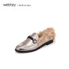 westory秋冬新款女鞋乐福鞋羊毛皮外穿一脚蹬懒人鞋S29CM70731 商品缩略图0