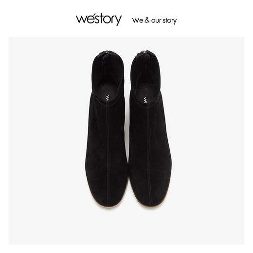 westory时装中筒靴女时尚气质羊皮中跟短靴2019冬新款S29DS80741 商品图1