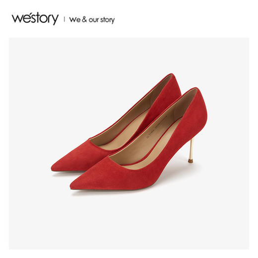 westory2020春季新品中式婚鞋尖头高跟鞋女细跟W20AE51501 商品图4