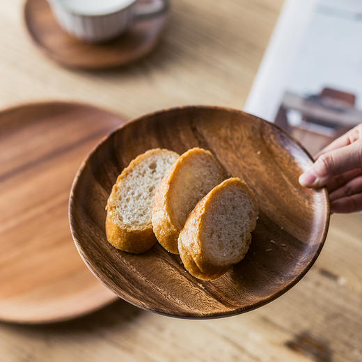 实木圆形托盘 水果盘宝宝吃饭餐盘相思木盘子 商品图2