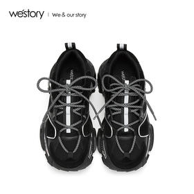 westory2019秋冬新款女厚底松糕老爹撞色熊猫鞋运动鞋W29CM70671