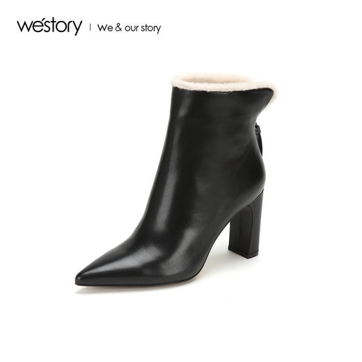 westory2018年冬季新款短靴粗跟时尚冬靴子女W284S80631 商品图1