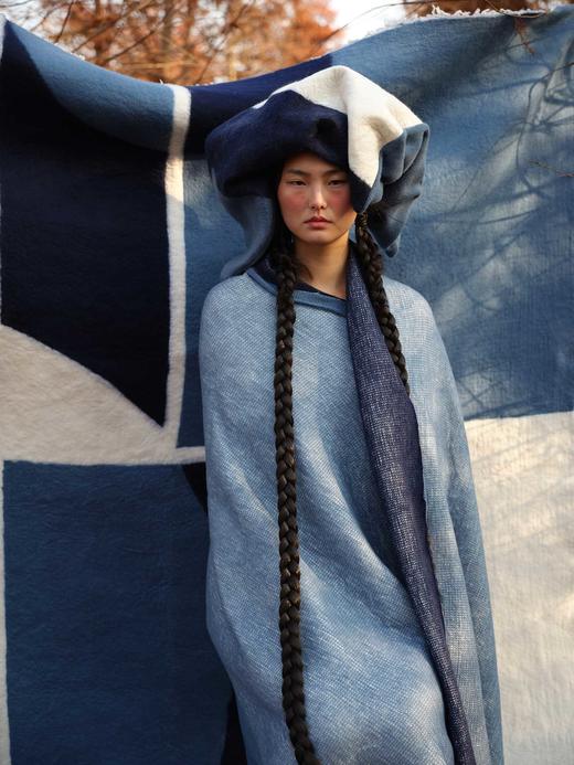  针织羊绒夹层毛毡披毯 SJF92P617N 商品图0