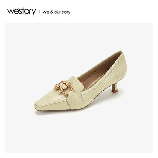 westory2020春季新款方头高跟鞋女细跟W20AE51381 商品图1
