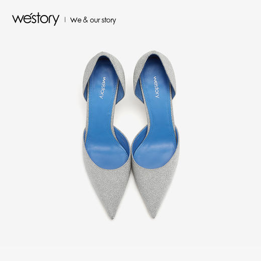 westory2019春夏亮片浅口高跟鞋女尖头细跟宴会单鞋W29AH50231 商品图2