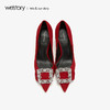 westory2019新品水晶钻扣婚鞋中式细跟优雅宴会高跟鞋W29CE70291 商品缩略图2
