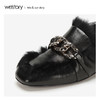 westory2018年冬季新款皮鞋内里加绒粗跟单鞋毛毛鞋女W284M80981 商品缩略图3