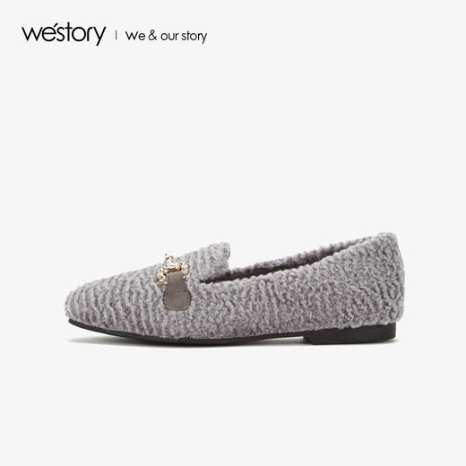 westory2019春季新款平底毛毛鞋女舒适圆头时尚豆豆鞋W29AM70268 商品图1