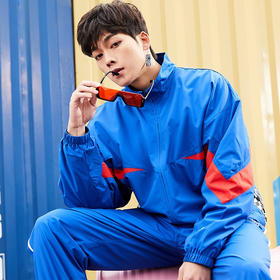 卡尔美春秋款运动外套男立领复古宽松蝙蝠袖风衣3683102