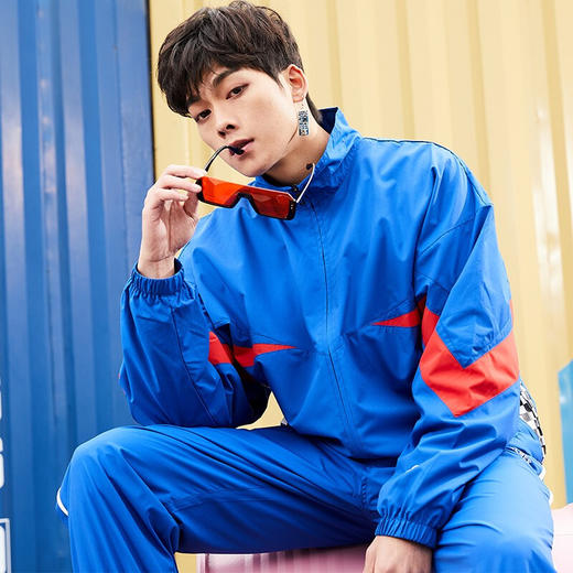 卡尔美春秋款运动外套男立领复古宽松蝙蝠袖风衣3683102 商品图0