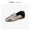 westory毛毛乐福鞋牛皮羊毛气质拼接粗跟 2019冬季新款W29CM70531 商品缩略图3