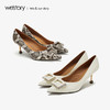 westory2019夏秋款新品蛇纹尖头高跟鞋女细跟通勤优雅W29CE70061 商品缩略图3