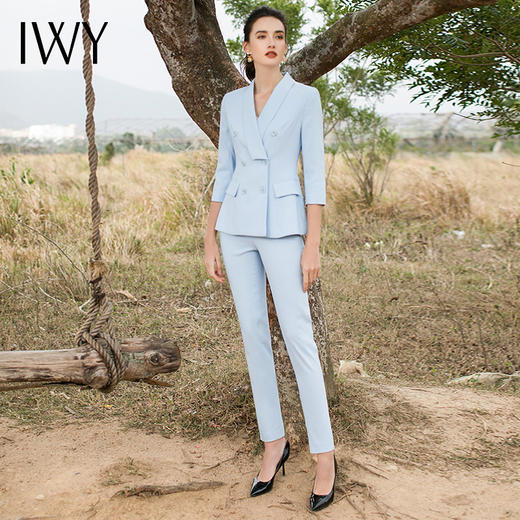 IWY/蓝色七分袖西服套装CP117 商品图7