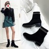 westory切尔西靴2019秋冬粗跟拼接时尚时髦圆头靴子女S29DS80681 商品缩略图0