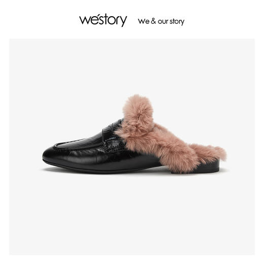 westory毛毛穆勒拖鞋乐福懒人鞋百搭时尚2019年秋冬新W29CM70581 商品图2