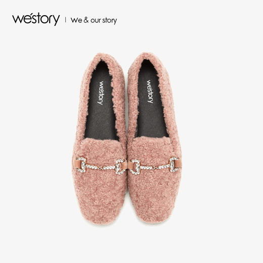 westory2019春季新款平底毛毛鞋女舒适圆头时尚豆豆鞋W29AM70268 商品图2