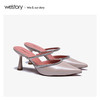 westory2020春季新款尖头钻链皮质凉拖鞋女细跟穆勒鞋W20AH51231 商品缩略图0