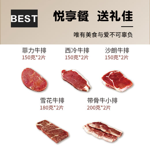 【悦享套餐】澳鼎丰整切家庭牛排菲力西冷沙朗牛小排雪花10片1660g 商品图0