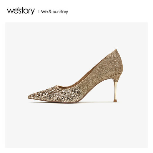 westory2020春季新品婚鞋西式尖头高跟鞋女细跟W20AE51511 商品图3