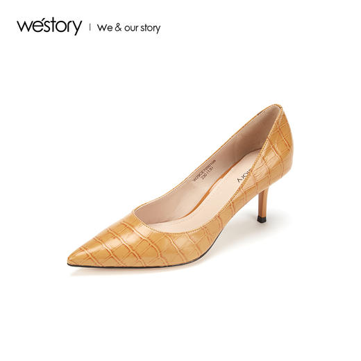 westory2019秋冬新品蛇纹尖头高跟鞋女细跟优雅通勤W29CE70501 商品图2