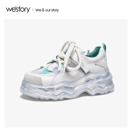 westory2020春季新款皮质老爹鞋厚底鞋女运动鞋W20AM51661 商品图1