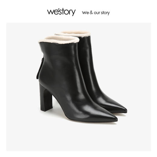westory2018年冬季新款短靴粗跟时尚冬靴子女W284S80631 商品图2