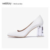 westory2020春季新款方头浅口编织纹牛皮方跟鞋女W20AE51131 商品缩略图2