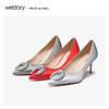 westory2020春季新款中式婚鞋尖头钻扣浅口高跟鞋女W20AE51651 商品缩略图2