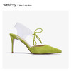 westory2020春季新款尖头时尚系带绑花高跟鞋凉鞋女W20AH51691 商品缩略图3