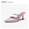 westory2020春季新款尖头钻链皮质凉拖鞋女细跟穆勒鞋W20AH51231 商品缩略图3