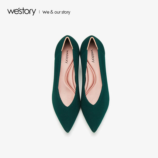 westory2019秋季新品时尚拼色尖头高跟单鞋女简约通勤W29CE70441 商品图1