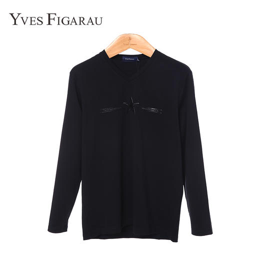 YvesFigarau伊夫·费嘉罗秋冬男士简约舒适修身透气打底商务休闲长袖T恤860908 商品图2