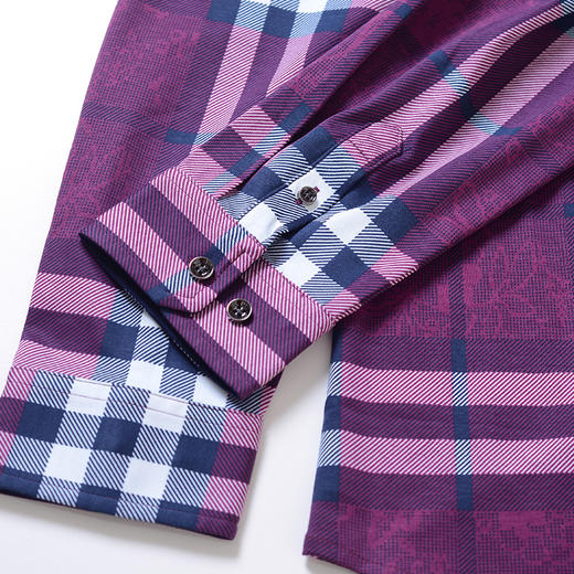 YvesFigarau伊夫·费嘉罗春夏100%棉商务休闲格纹舒适透气长袖衬衫622360 商品图3