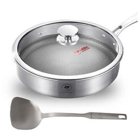 康巴赫不锈钢煎锅不粘锅平底锅德国煎饼牛排煎蛋锅特质钻石不粘26煎锅