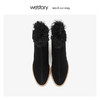 westory加绒保暖时装短靴 羊皮绒里木纹粗跟2019冬新品W29DS80321 商品缩略图1