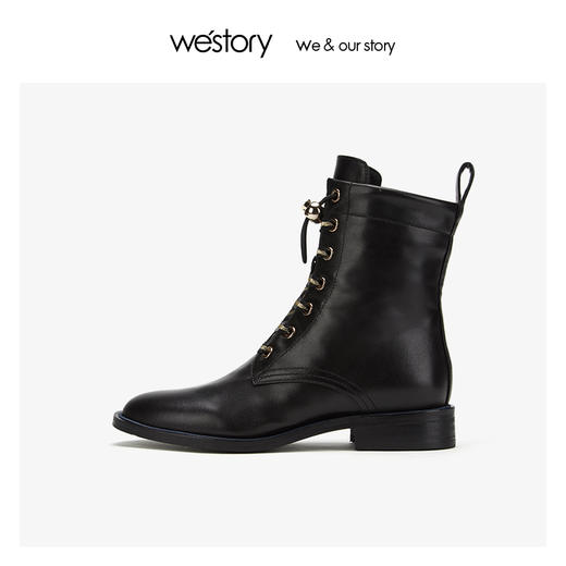 westory时尚潮流马丁靴女高跟尖头 2019年冬季新款W29DS80901 商品图2