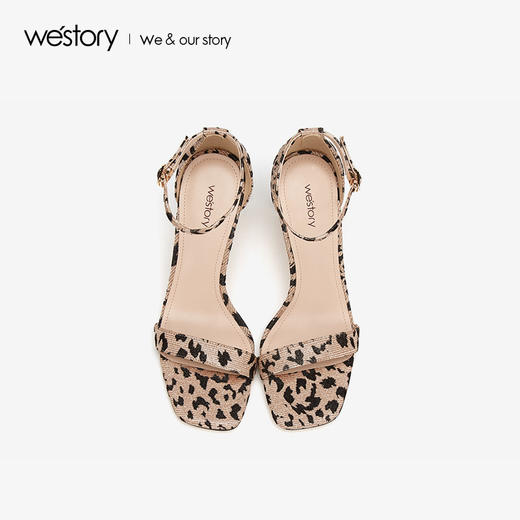 westory2019新款春夏豹纹高跟凉鞋时尚性感粗跟单鞋W29BG60141 商品图2