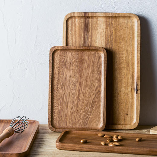 日式木质木纹盘子长方形托盘家用水果盘西餐牛排盘 商品图1